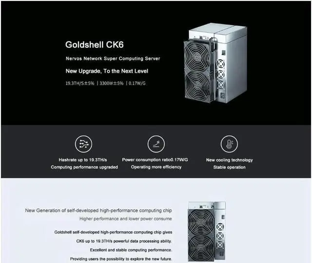 Alt view image 2 of 5 - New arrive Goldshell CK6 Nervos Network Super Computing Server New Upgrade ckb Master 3300W PSU Included