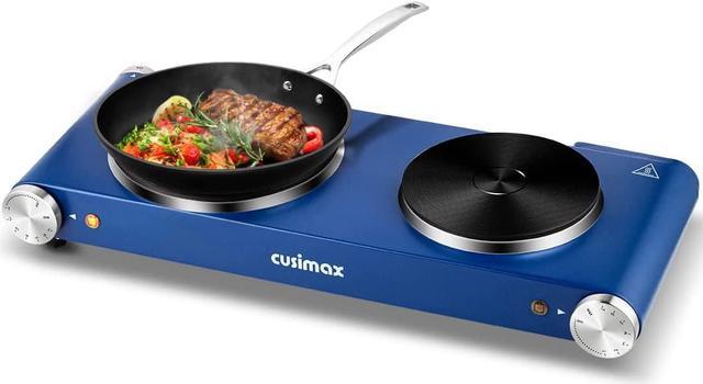 Hot Plates for Cooking, Double Burner CUSIMAX 1800w Double Hot Plate,  Countertop Burners, Electric Burner Stainless Steel Portable Stove Top with  Cast