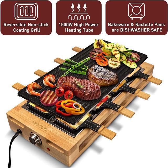 Cusimax Raclette Grill Electric Table Indoor Grill,8 People Party