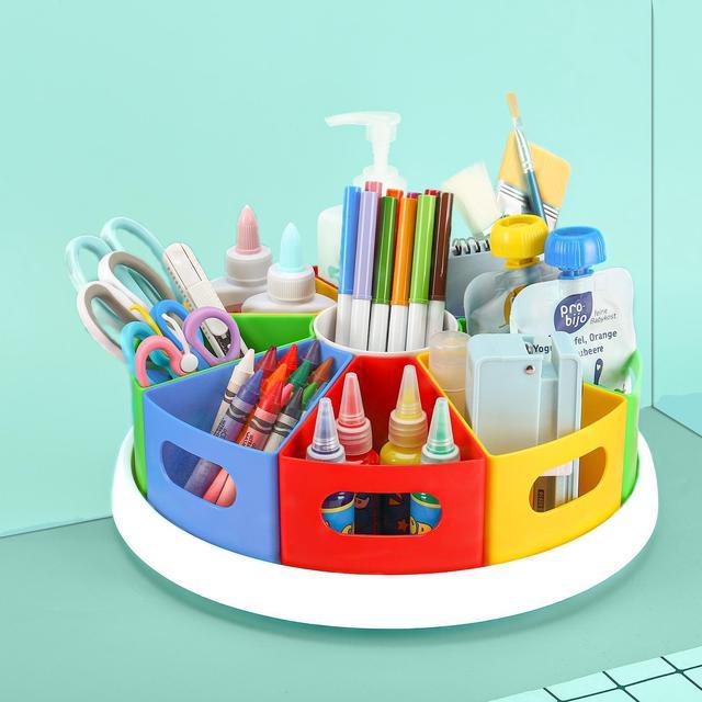 Rotating Desk Organizer for Kids - Homeschool Organizers and Storage - Kids  Art Supply Storage with Sturdy Spin Base and 8 Removable Containers –  Colorful Design – Easy to Use (Colorful) 