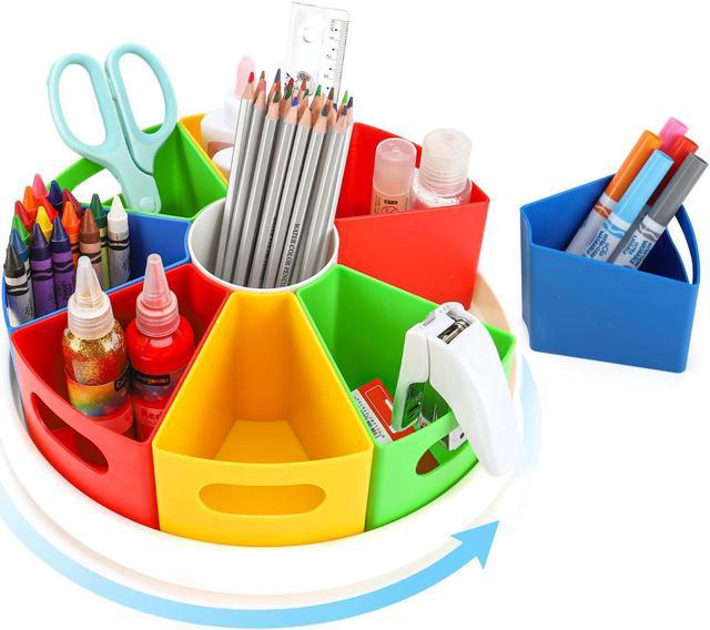 GAMENOTE Rotating Art Supplies Organizer - Lazy Susan Office School Supply  for Kids Desk Organization and Storage Homeschool Craft Caddy Classroom