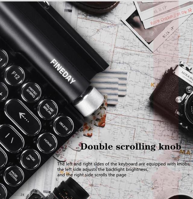 Alt view image 6 of 7 - Gaming Mechanical Keyboard Colorful Mobile Phone Tablet MAC Bluetooth 5.0 Punk Keycap Dot Retro Typewriter Black