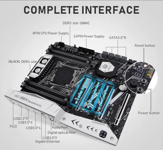 Alt view image 6 of 7 - HUANANZHI X99 TF Motherboard ATX Intel LGA 2011-v3 E5 v3 v4 I7 CPU DDR4 DDR 3 RAM Supports E5 2680V3 2506V3 2678 V3 E5 V3 V4 Xeon CPU Dual M.2 PICE NVME Socket Support DDR3 or DDR4 USB 3.0