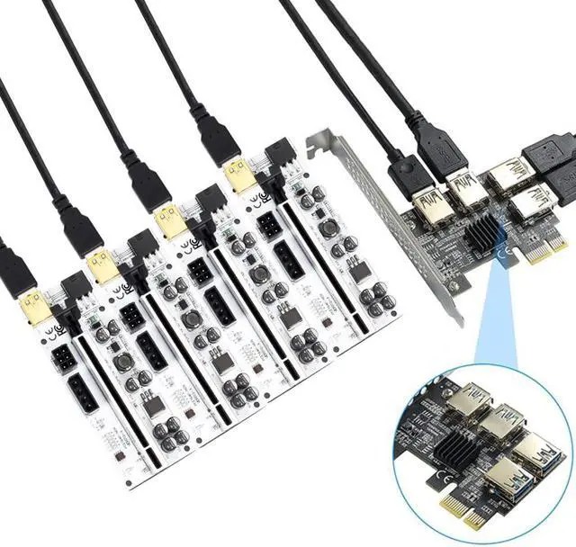 Alt view image 6 of 7 - 6PCS Riser VER 010X USB 3.0 PCI-E Riser VER010-X Express Cable Riser For Video Card X16 Extender PCI-E Riser Card For Mining