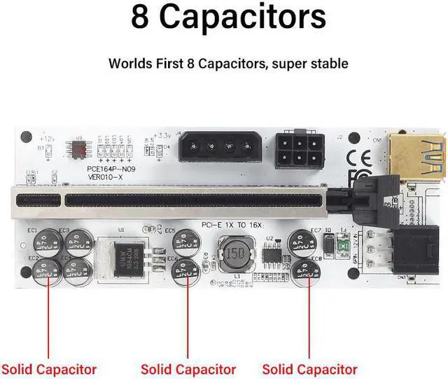 Alt view image 7 of 7 - 6PCS Riser VER 010X USB 3.0 PCI-E Riser VER010-X Express Cable Riser For Video Card X16 Extender PCI-E Riser Card For Mining