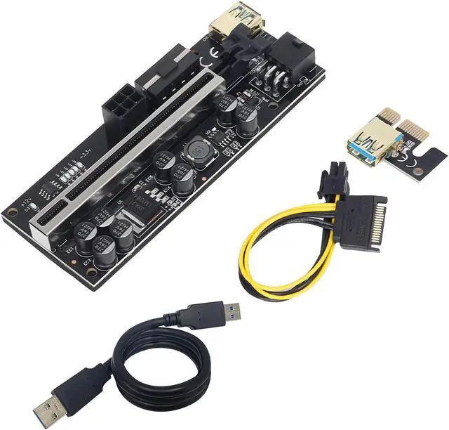 Alt view image 2 of 6 - 10pcs VER010 USB3.0 PCI-E Riser VER 0010S PLUS Express 1X 16x Extender pcie Riser Adapter Card SATA 15pin to 6pin Power