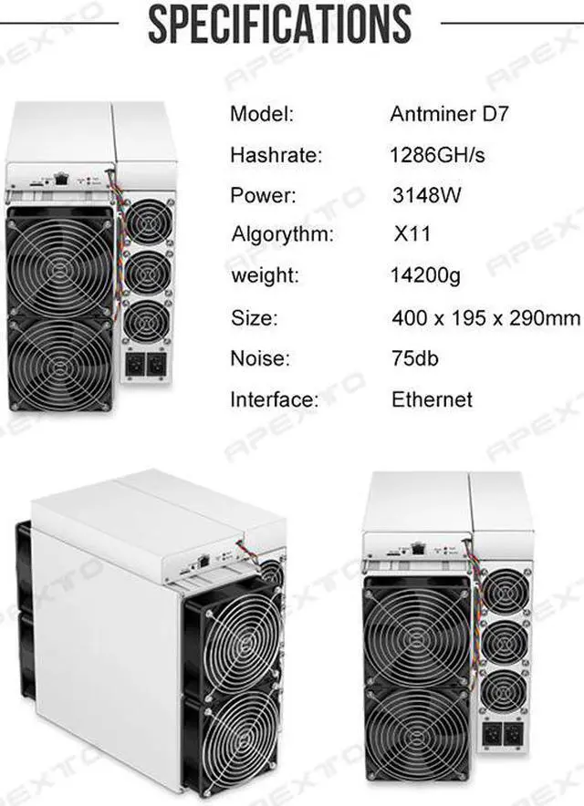 Alt view image 7 of 7 - Bitmain Antminer D7 (1286Gh) Mining Dash Coin ASIC Miner Included PSU Original With A Maximum Hashrate of 1.286Th/s 3148W