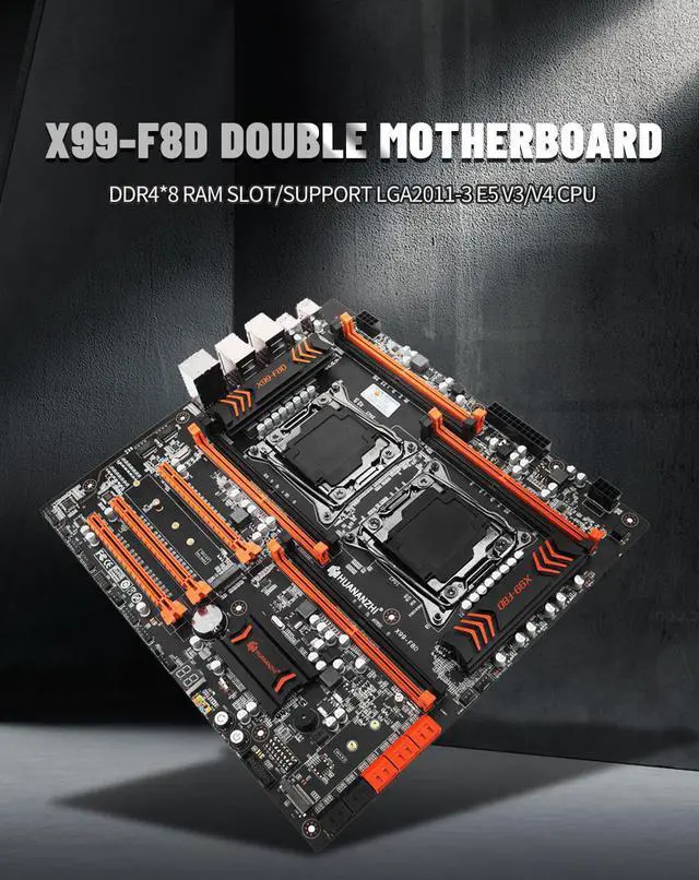 Alt view image 5 of 7 - HUANANZHI X99 F8D X99 Motherboard Intel Dual CPU X99 LGA 2011-3 E5 V3 DDR4 RECC 256GB M.2 NVME NGFF USB3.0 E-ATX X99 Server