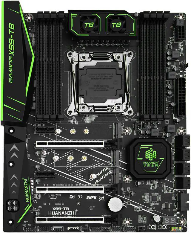 Alt view image 2 of 5 - HUANANZHI X99 T8 X99 Motherboard with Intel XEON E5 2678 V3 with 2*16G DDR3 RECC memory combo kit set NVME SATA USB 3.0 ATX
