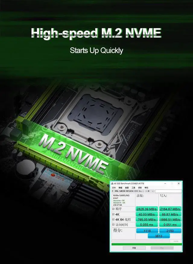 Alt view image 3 of 7 - HUANANZHI X79 M PRO Motherboard with Intel XEON E5 2650 V2 with 2*8GB DDR3 RECC memory combo kit set NVME USB3.0 NVME USB SATA