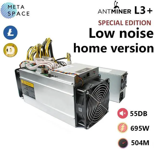 Main image of ANTMINER L3+(55dB Low Noise Home Version) with PSU Scrypt Litecoin Miner 504MH/s 695W LTC Come with Doge Mute Miner ASIC Crypto Suitable for Home Mining Better Than Goldshell Minidoge Antminer l3 S9