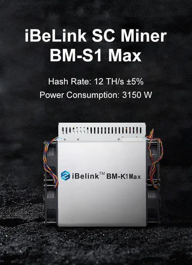 Alt view image 2 of 6 - Hot Selling New Release iBeLink BM-S1 Max 12Th/s 2250W Siacoin Miner Blake2B SC Coin Miner Asic Miner With Power Supply Included