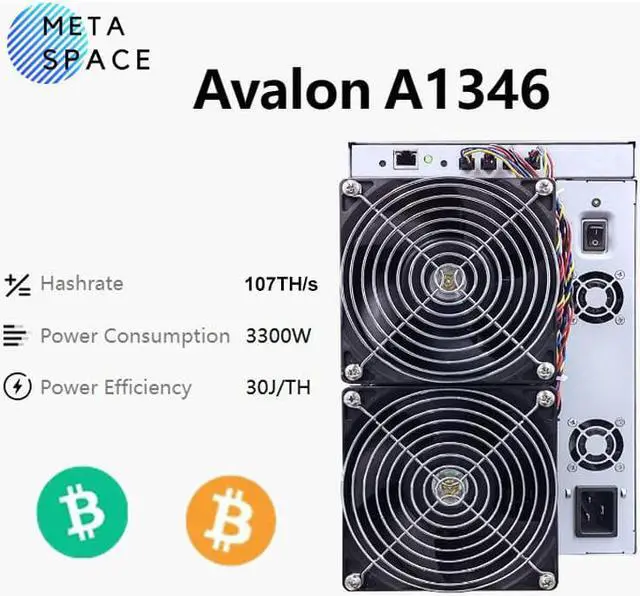 Main image of New Release Avalon Made A1346 107TH/S Bitcoin Miner 3300W BTC Asic Miner Crypto Machine Avalonminer 1346 107T Bitcoin Mining Rig Better Than A1246 A1166 pro A1126