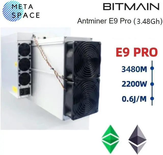 Main image of New Bitmain Antminer E9 Pro 3480MH/s 2200W ETC ETHW ETCZIL Most Powerful Miner EtHash algorithm with hashrate 3.48Gh/s E9 pro 3480M ETC Mining Rig Power Supply Included