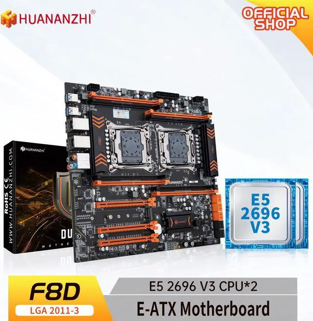 Main image of HUANANZHI X99 F8D LGA 2011-3 XEON X99 Motherboard with Intel E5 2696 V3*2 combo kit set support DDR4 ECC M.2 NVME