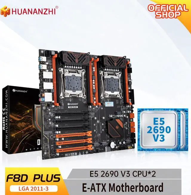 Main image of HUANANZHI X99 F8D PLUS LGA 2011-3 XEON X99 Motherboard Intel Dual CPU with E5 2690 V3*2 combo kit set support DDR4 RECC NON-ECC