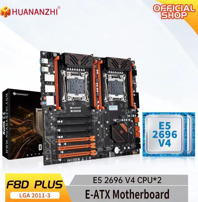 Main image of HUANANZHI X99 F8D PLUS LGA 2011-3 XEON X99 Motherboard with Intel E5 2696 V4 *2 combo kit set support DDR4 RECC NON-ECC