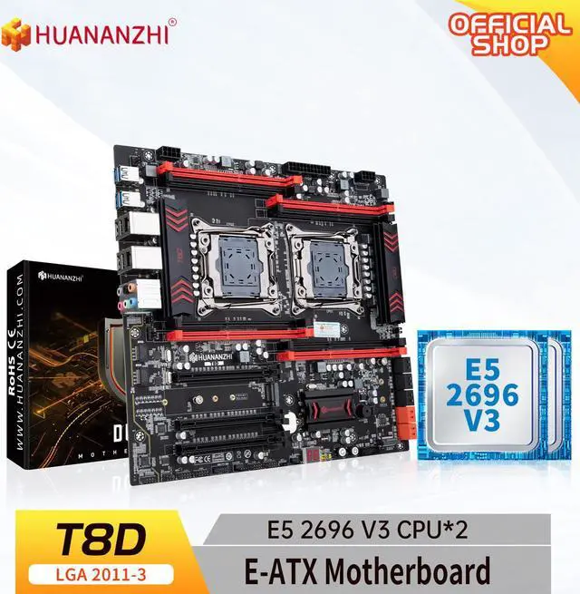 Main image of HUANANZHI X99 T8D LGA 2011-3 XEON X99 Motherboard with Intel XEON E5 2696 V3 *2 combo kit set support DDR3 ECC M.2 NVME