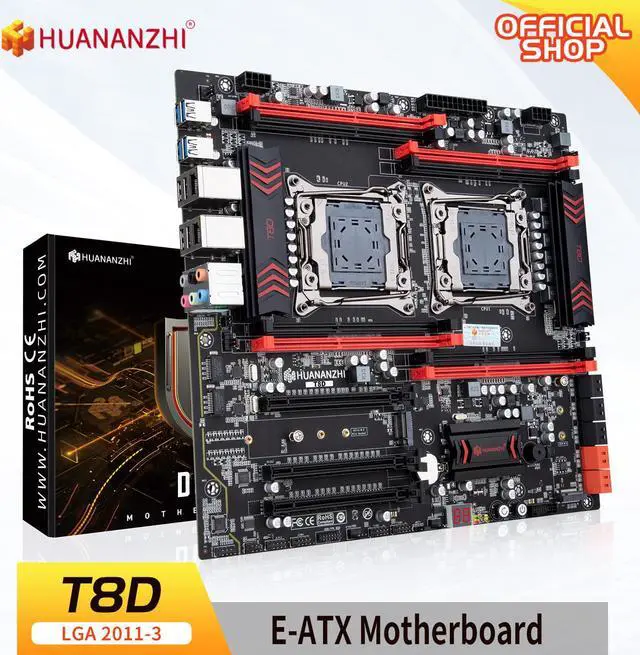 Main image of HUANANZHI X99 T8D LGA 2011-3 XEON X99 Motherboard support Intel Dual CPU E5 2696 2678 2676 2666 V3 DDR3 RECC M.2 NVME NGFF E-ATX