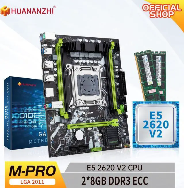 Main image of HUANANZHI X79 M PRO LGA 2011 XEON X79 Motherboard with Intel E5 2620 V2 with 2*8GB DDR3 RECC memory combo kit set NVME USB