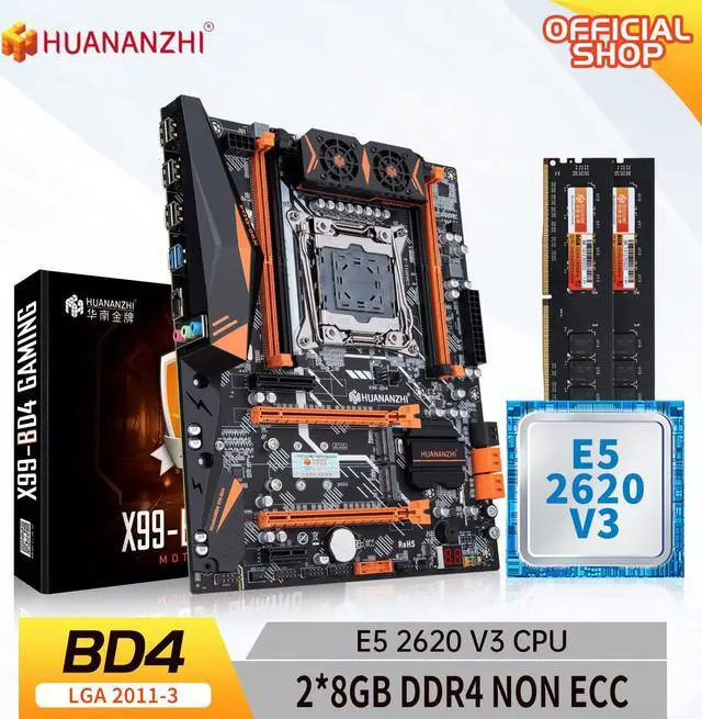 Main image of HUANANZHI X99 BD4 LGA 2011-3 XEON X99 Motherboard with Intel E5 2620 v3 with 2*8G DDR4 NON-ECC memory combo kit set NVME NGFF