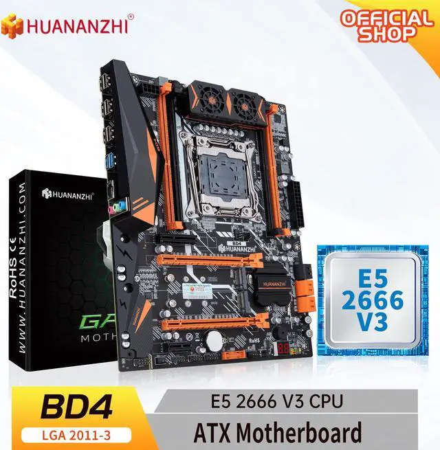 Main image of HUANANZHI X99 BD4 LGA 2011-3 XEON X99 Motherboard with Intel E5 2666 v3 DDR4 RECC NON memory combo kit set NVME NGFF
