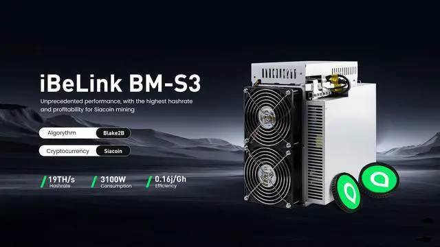 Alt view image 2 of 6 - New iBeLink BM S3 19TH/S 3100W Siacoin Miner with PSU Blake2B Crypto SC Miner Sia Asic Miner iBelink BM-S3 Than Gold shell SC LITE