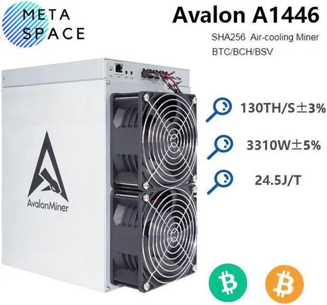 Main image of New Avalon Miner A1446 130Th/s 3310W Crypto Bitcoin Mining Avalon A1446 BTC Asic Miner BTC Mining Than Avalon A1346 A1246 A1166