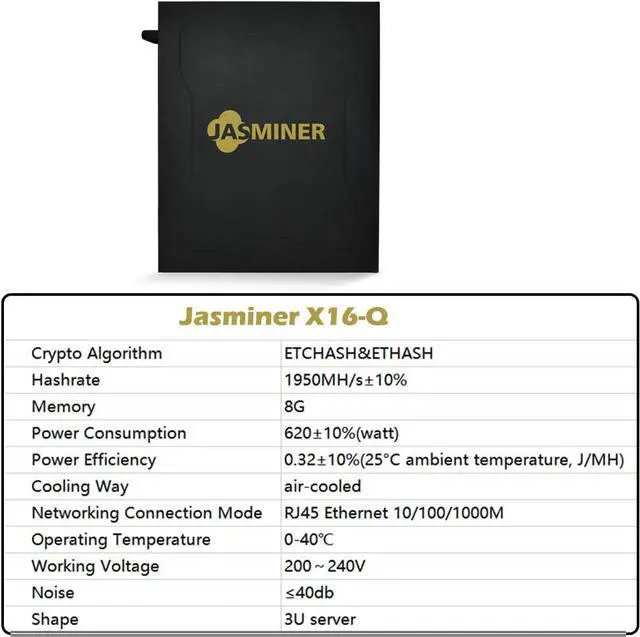 Alt view image 4 of 7 - New Jasminer X16Q 1950Mh/s 620W ETC miner 8G Memory wifi 3U jasminer X16-Q Asic Miner ETC ZIL Ethash ETHW Miner Jasminer X16 Q Built-in PSU