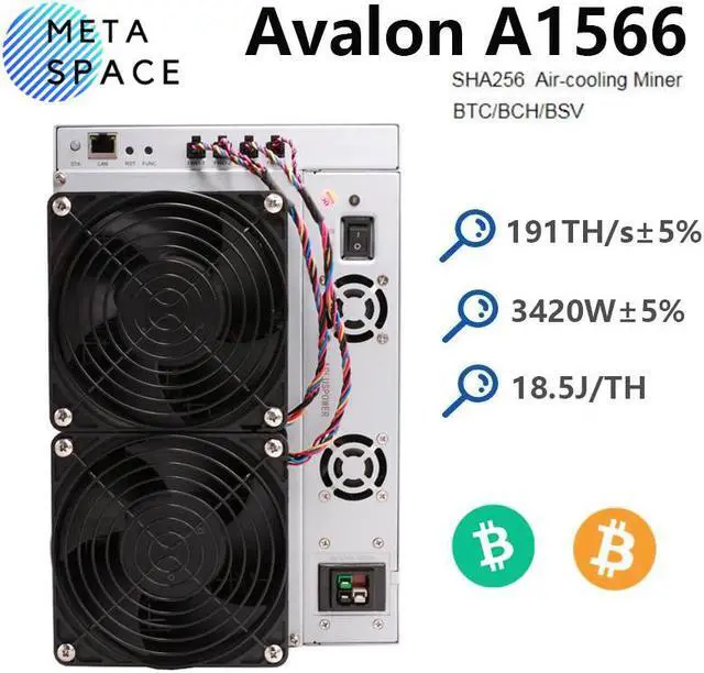 Main image of New Avalon Miner A1566 191TH/s 3420W Bitcoin Miner SHA-256 Avalon A1566 Crypto BTC Mining Avalon BCH BTC Miner Than Avalon A1466 Antminer S21