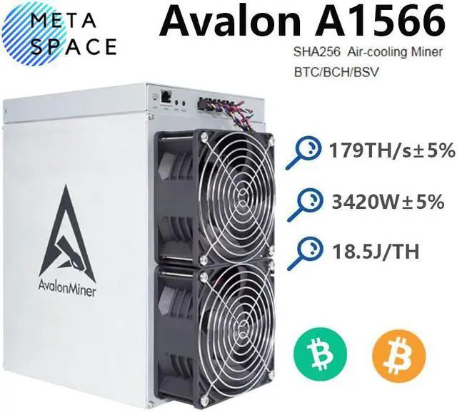 Main image of New Avalon A1566 179TH/s 3240W Bitcoin Miner SHA-256 Avalon Miner A1566 Crypto Bitcoin Mining Avalon BTC Miner Than Antminer S21 Avalon A1466 A1446 A1346
