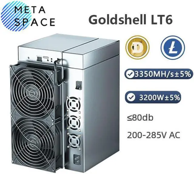Main image of New Gold-shell LT6 Litecoin Dogecoin Miner 3350Mh/S 3200W Doge Mining Scrypt Algorithm LTC Miner Gold-shell LTC LT6 Miner Doge