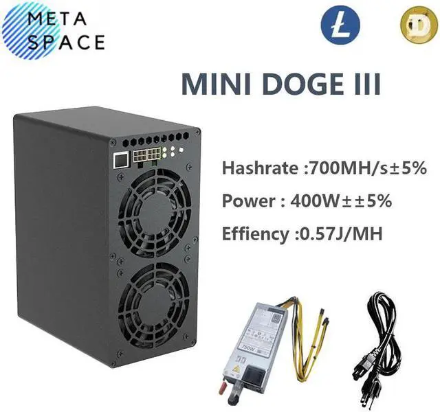 Alt view image 2 of 7 - 4PCS SETS Gold Shell MINI DOGE III Miner Support LTC & Doge Coin Miner Mini Doge 3 With PSU 700MH/S 400W Litcoin Miner Low Noise Better Than Mini Doge II Miner