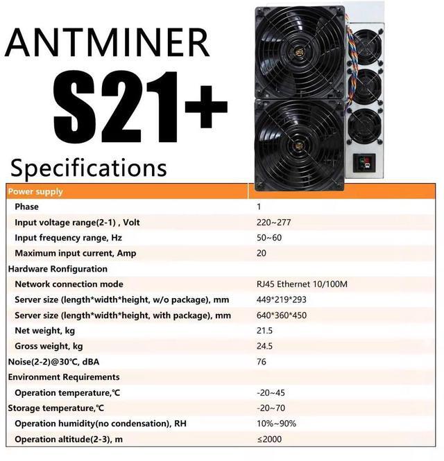 Alt view image 2 of 7 - New Bitmain Antminer S21+ 216TH/s 3564W Bitcoin Miner Asic Miner BTC Miner include PSU in Stock Profitable Bitcoin Mining Better Than Antminer S21 S19pro T19 S19K Pro S19XP