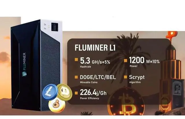 Alt view image 2 of 5 - New Fluminer L1 Doge Miner 5300Mh/s 1200W Dogecoin Miner Low power Consumption Support 110-240V Low Noise Doge BEL LTC Miner Good For Home Doge Mining LTC Mining