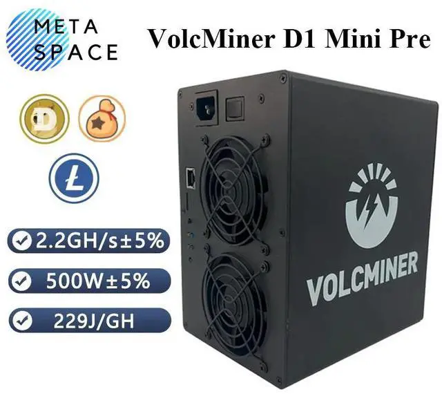 Main image of New Doge Miner VolcMiner D1 Mini Pre 2200Mh/s 500W Doge Coin Miner Algorithm Scrypt Mining Machine Dogecoin Mining LTC Miner