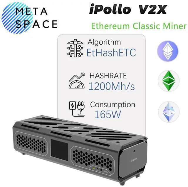 Main image of New iPollo V2X 1200Mh/s 165W ETC Miner EtHash Algorithm iPollo ETC ASIC Miner V2X 1.2G ETC Mining Machine ETC Coin ASIC Miner