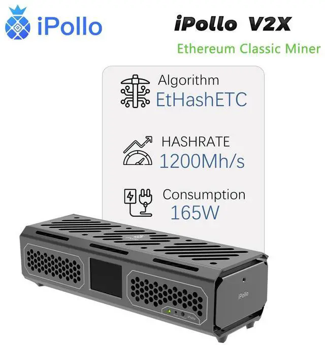 Alt view image 2 of 5 - New ETC Miner iPollo V2X 1.2Gh/s 165W EtHash Algorithm With PSU iPollo ETC Miner V2X ASIC ETC Mining Machine ETC Coin Miner