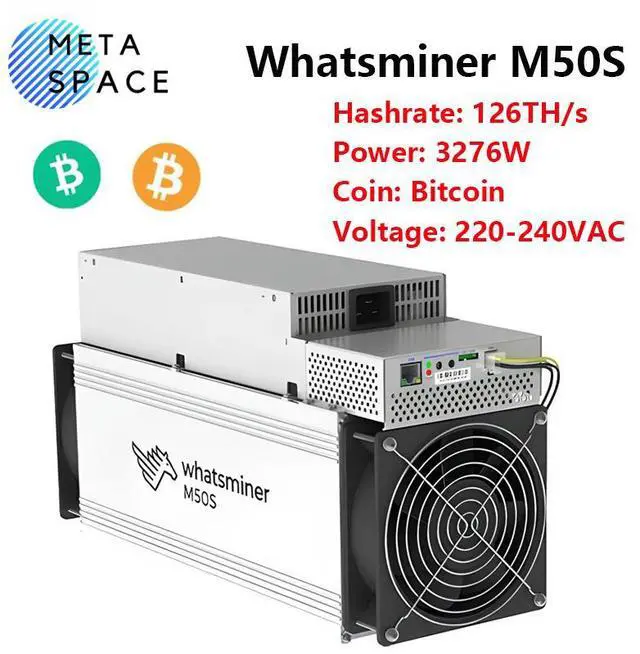 Main image of New BTC Miner Whatsminer M50S 126TH/S 3276W Bitcoin Miner Whatsminer BTC Miner Asic Crypto BTC Mining MicroBT M50S Better Than Avalon A1346 Antminer S19k pro