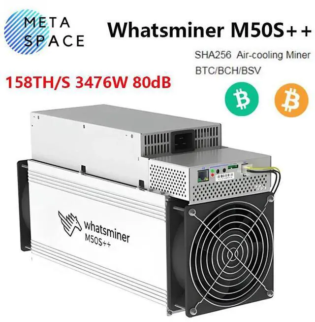 New Whatsminer M50S++ Bitcoin Miner 158TH/s 3476W Crypto Miner BTC Asic BTC Mining Whatsminer M50S plus plus Bitcoin Mining MicroBT M50S++ BTC Miner