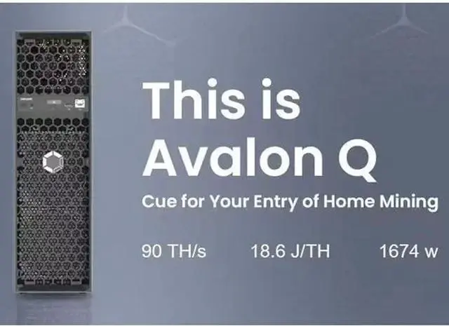 Alt view image 2 of 7 - New Home BTC Miner Avalon Q 90TH/s 1674W 18.6J/TH Bitcoin Miner With PSU Low Noise Avalon-Q Crypto BTC Mining 110-220V Support
