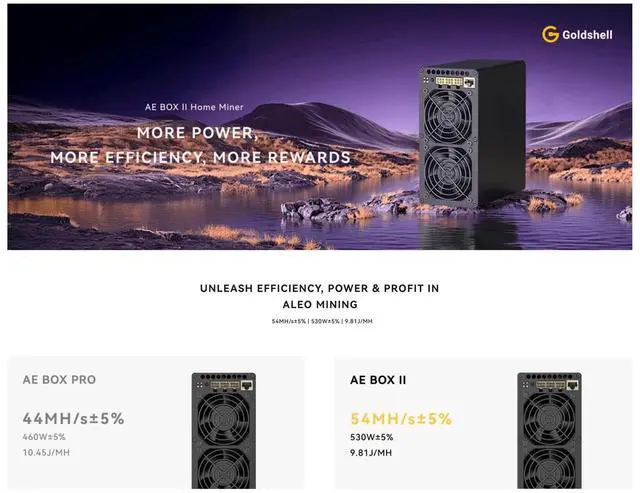 Alt view image 5 of 6 - Gold-shell AE BOX II 54Mh/s 530W Aleo Coin Miner With PSU Crypto ASIC Aleo Miner Low Noise Gold shell ALEO AE BOX 2 ALEO Mining