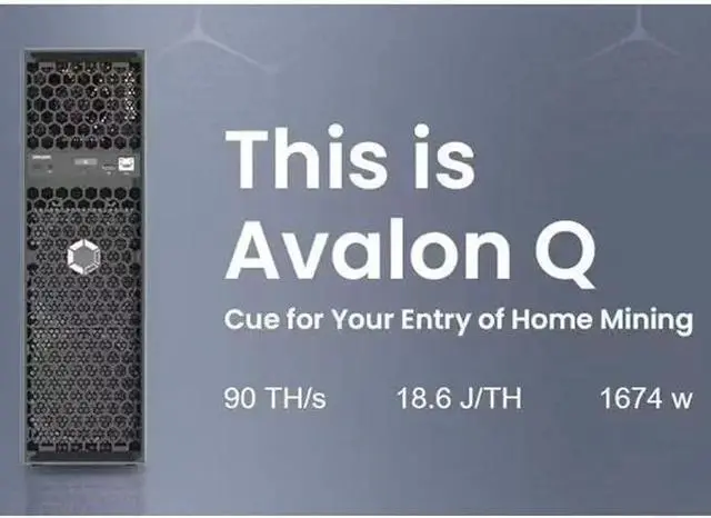 Alt view image 2 of 6 - New Home BTC Miner Avalon Q 90TH/s 1674W 18.6J/TH Bitcoin Miner With PSU Low Noise Avalon-Q Crypto BTC Mining 110-220V Support