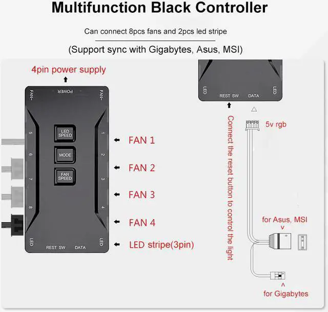 Alt view image 7 of 7 - darkFlash C7 RGB PC Fan 120mm Computer Case Fans ARGB Mystic Light Aura SYNC LED 5V 3pin Fan for PC better than DR12 pro