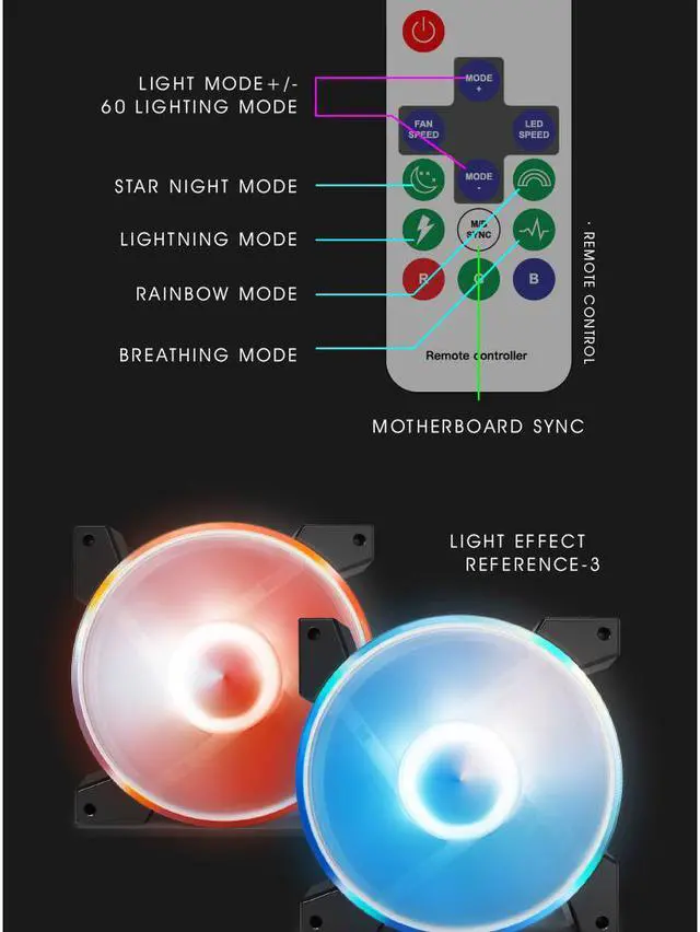 Alt view image 6 of 7 - darkFlash C7 RGB PC Fan 120mm Computer Case Fans ARGB Mystic Light Aura SYNC LED 5V 3pin Fan for PC better than DR12 pro