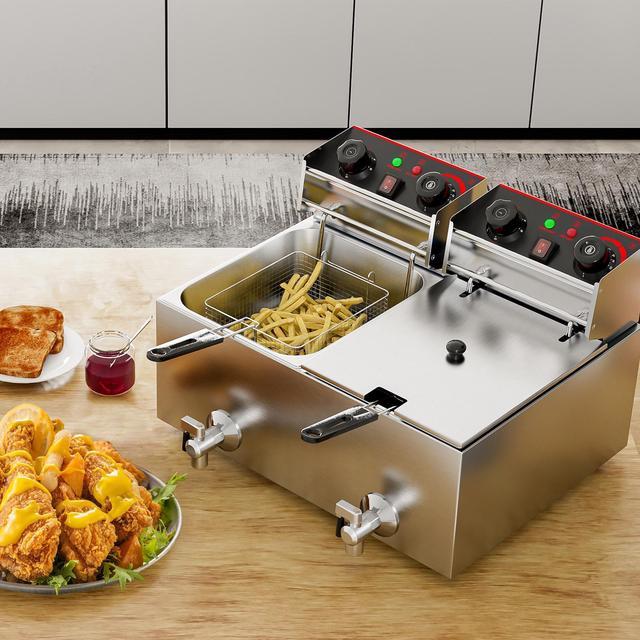 Oarlike 12L Commercial Deep Fryer with Drain Large Stainless Steel