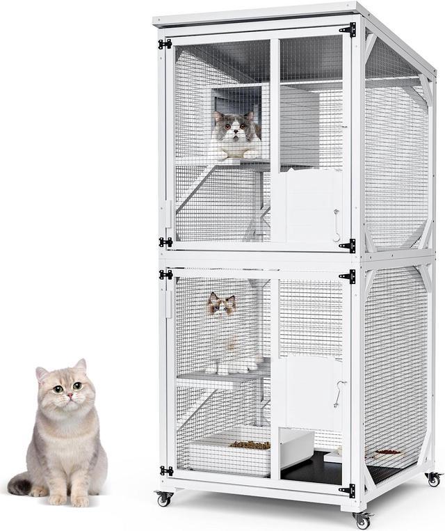 White shop cat cage