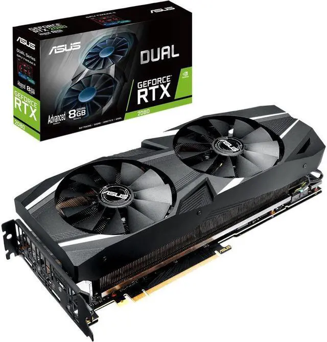 Main image of ASUS GeForce RTX 2080 Advanced Overclocked 8G GDDR6 Dual-Fan Edition VR Ready HDMI DP USB Type-C Graphics Card (DUAL-RTX2080-A8G)