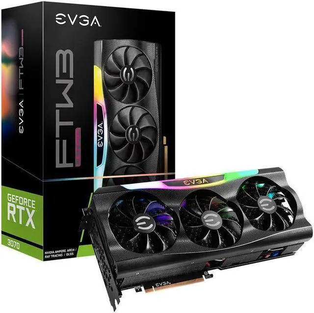 Main image of EVGA GeForce RTX 3070 FTW3 ULTRA GAMING Video Card, 08G-P5-3767-KL, 8GB GDDR6, iCX3 Technology, ARGB LED, Metal Backplate, LHR