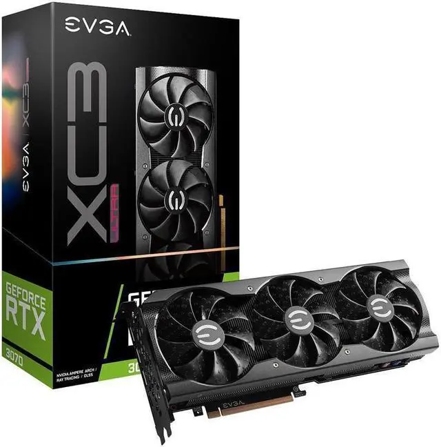 Main image of EVGA GeForce RTX 3070 XC3 ULTRA GAMING Video Card, 08G-P5-3755-KL, 8GB GDDR6, iCX3 Cooling, ARGB LED, Metal Backplate, LHR
